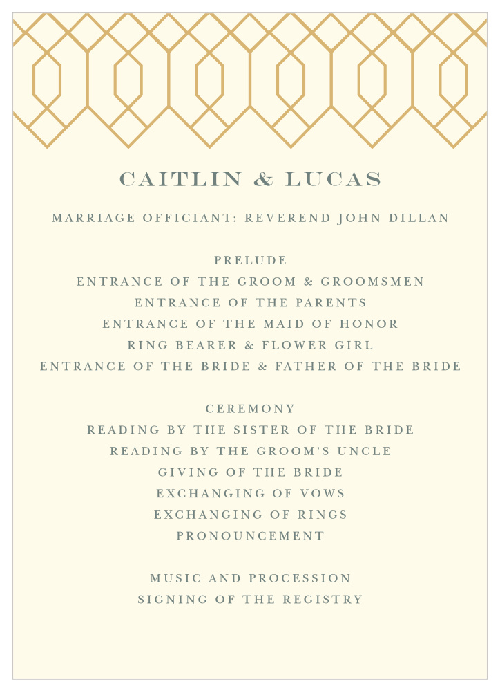 Deco Diamonds Wedding Programs