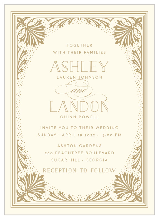 Invite your friends and family to the beginning of your next chapter with our lovely Filigree Frame Wedding Invitations.