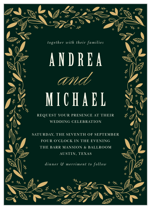 Make your wedding planning a breeze with the leaves-in-the-wind illustrations of our Autumn Forest Wedding Invitations.