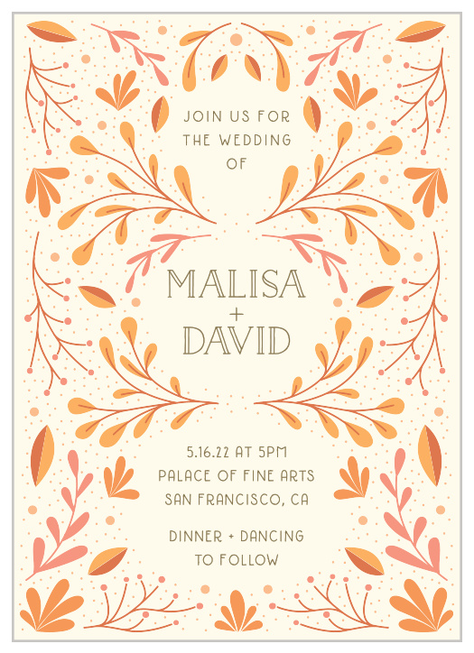 Your guests will almost be able to hear the low whisper of falling autumn leaves as they hold your Rustic Fall Wedding Invitations in their hands.