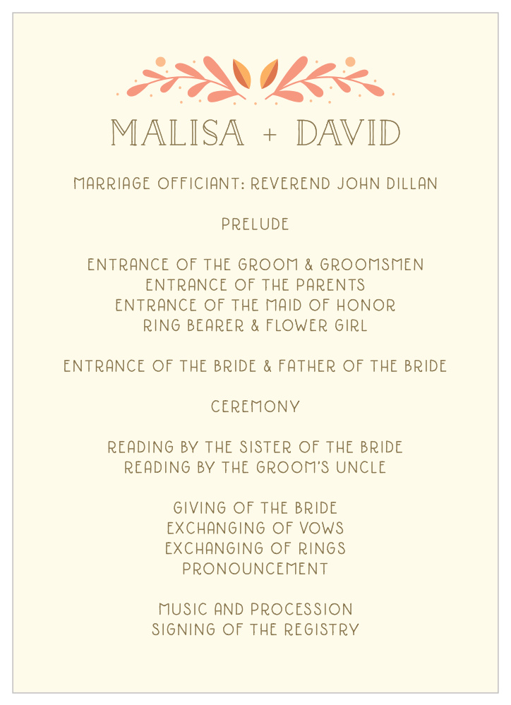 Rustic Fall Wedding Programs