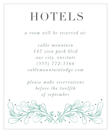 Offer your local knowledge and connections as a gift to your guests with our Fairytale Frame Accommodation Cards. They'll feel just as comfortable at home nestled into the fairy leaves below as they will at your recommend hotel, the details of which are spelled out in an easy-to-read, elegant type. With a flash of green leaves to underline your words, these cards offer the perfect blend of classic design and fantasy wonder.