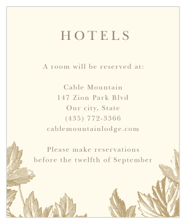 Our Vintage Autumn Accommodation Cards have a vintage charm that will have your guests beaming with delight. 
