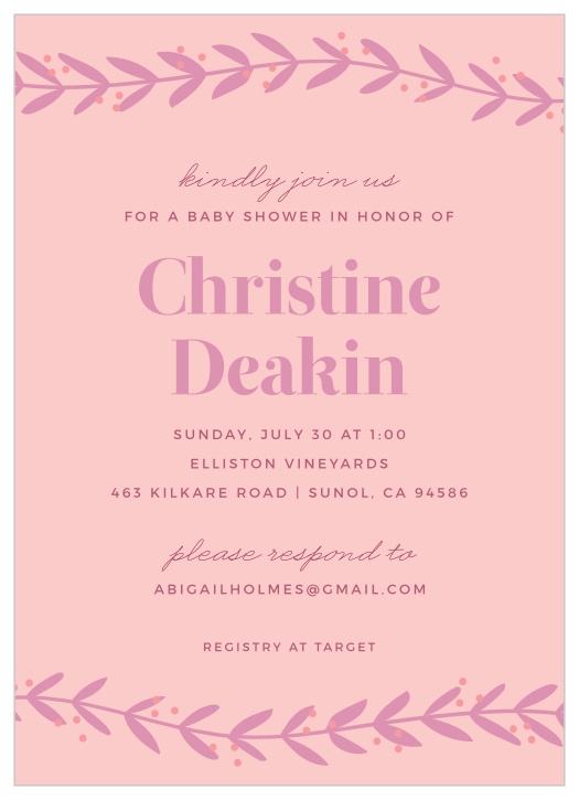 Invite your friends to come to celebrate your newest addition with the New Vine baby shower invitations!