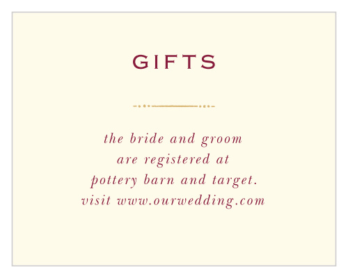 Our Royal Fairytale Registry Cards have everything you need to compliment your happily ever after wedding.