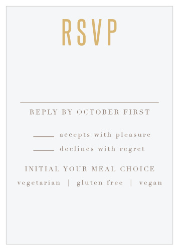 You're going to want to know who will be making it to your big event, so be sure to send along some Golden Lace Response Cards!