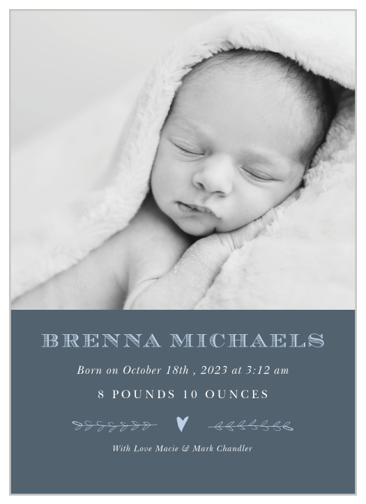 Show off your newest family member to loved ones with our New Introductions Birth Announcements.