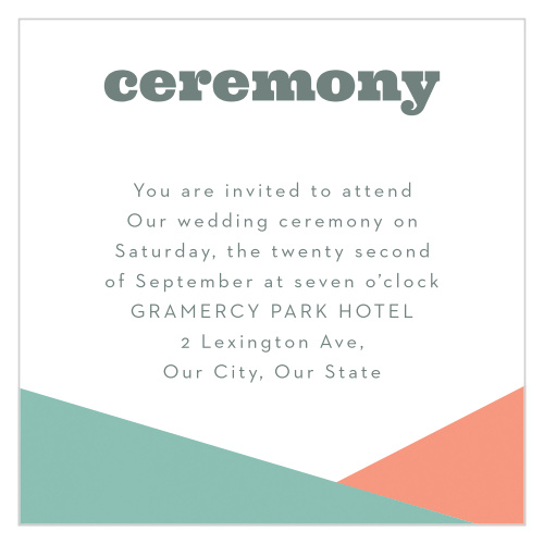 The Modern Minimalist Ceremony Cards are the perfect way to invite the most important guests to be at your wedding ceremony.