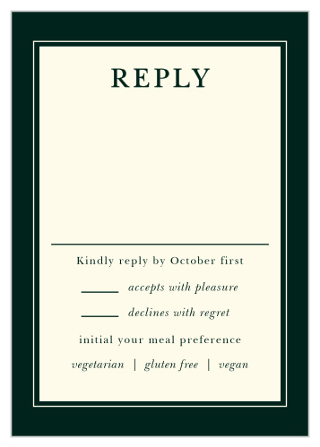 Prepare for the arrival of every cherished loved one with the vintage styling of our  Hawaii Palm Leaves Response Cards. A mixture of deep, forest-green and weathered cream colors spell out every detail you need from your guests, the array of neat typography all at once easy-to-read and easy-to-love.