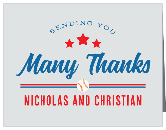 Your guests will feel like they won a trophy when they receive one of our Double Header Children's Birthday Party Thank You Cards in the mail!