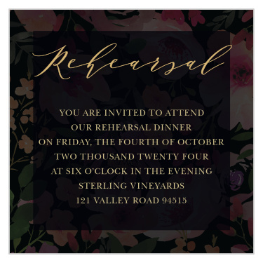 Make sure all the important people are at your rehearsal dinner with our Gothic Flowers Rehearsal Cards.