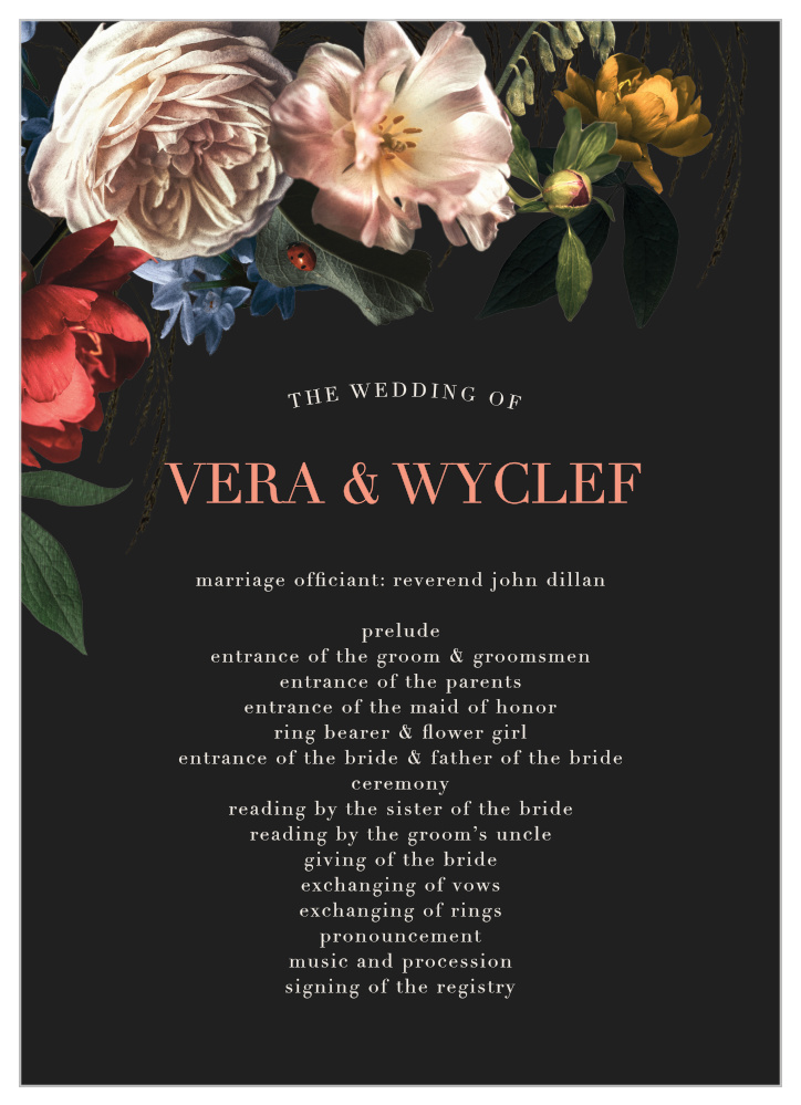 Dark Dutch Florals Wedding Programs