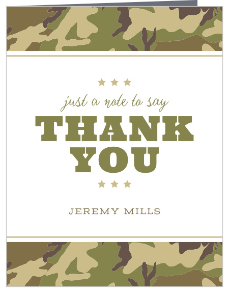 It takes an army to make a party great, so thank your child's guests with our Camouflage Border Children's Birthday Party Thank You Cards!