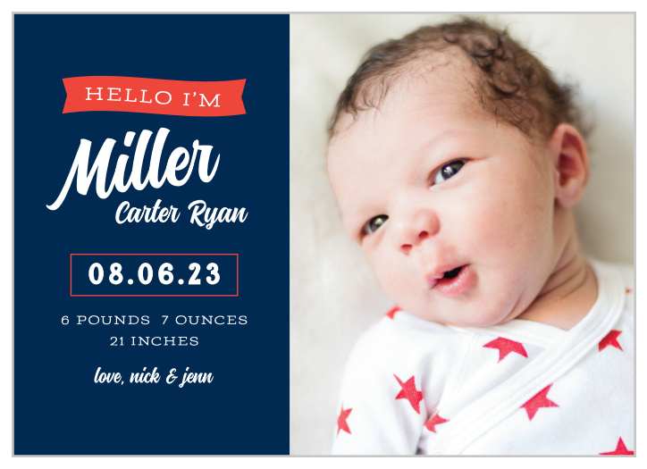 Broadcast the arrival of your bundle of joy to the world with our Underlined Importance Birth Announcements.