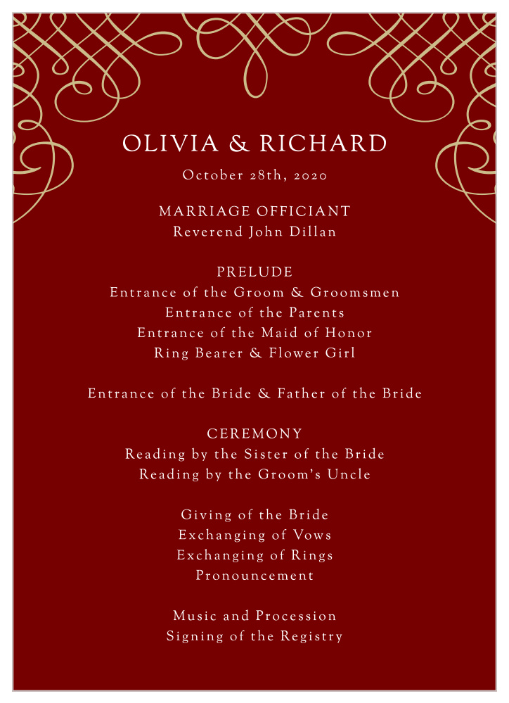 Ornate Border Wedding Programs