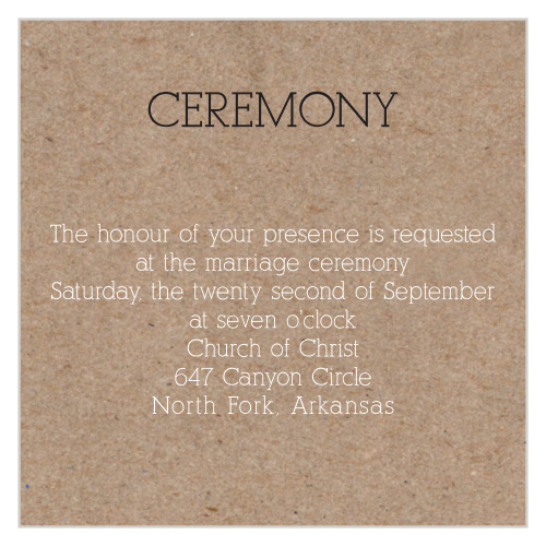 Invite your guests to your ceremony with this ceremony card.