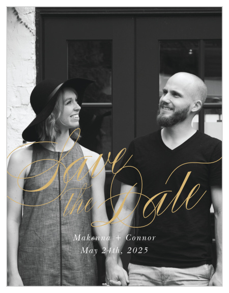 Guarantee that your guests mark their calendars well in advance of your wedding with the beautiful, simplistic design of our Irish Knot Save-the-Date Magnets. The primary focus of each printed product is your own favorite photo, embellished by the text "Save-the-Date" in shining gold-foil. With your essential wedding details in a neat white print for easy legibility, you can be sure that you spend your wedding day surrounded by the people you adore most.