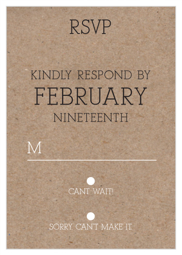 Obtain your guests attendance by sending out this matching RSVP card. Customize the colors and fonts to match you wedding theme exactly!