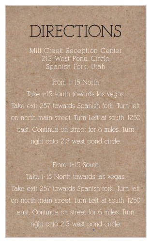 Completely customize this Direction card to help your guests easily find your wedding venue.