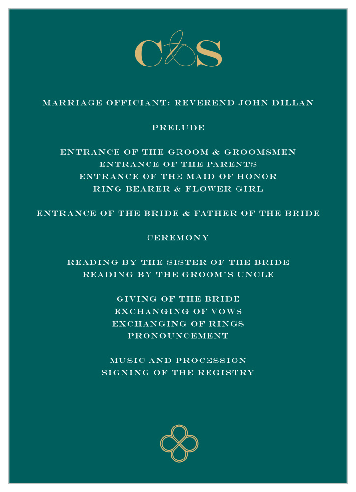 Irish Cross Wedding Programs