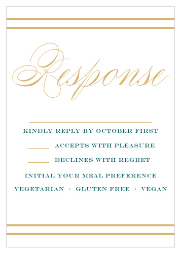 The greens, golds, and whites of our Irish Cross Response Cards are the epitome of elegance.