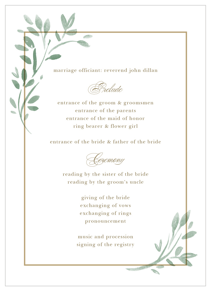 Fairytale Leaves Wedding Programs