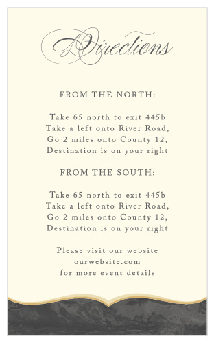 Our Dark Fairytale Direction Cards ensure that everyone who should be at your wedding makes it there on time!  