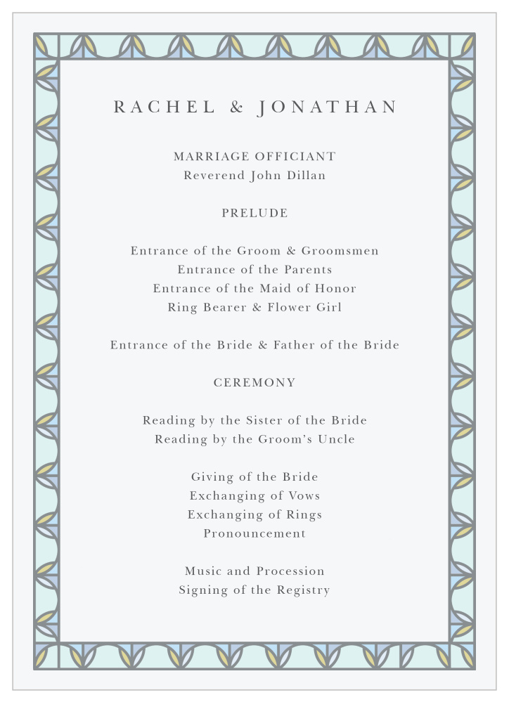 Stained Glass Wedding Programs