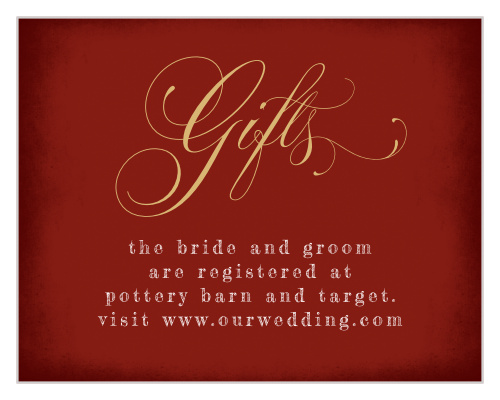 Gifts are an awesome part of the wedding, so why not let your guests know what you would like to receive with our Eternal Love Registry Cards?