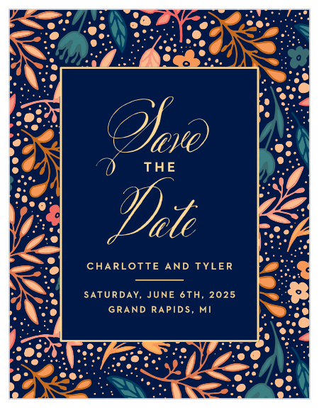 Our Unique Botanicals Save-the-Date Magnets will catch the eye of all your guests when they appear in their mailboxes! 