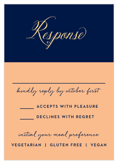 The Unique Botanicals Response Cards allow you to seamlessly find out who will be able to make it to your wedding and what their meal preferences are!  
