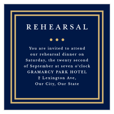 Create the ideal formal setup with our Simple Square Rehearsal Cards.