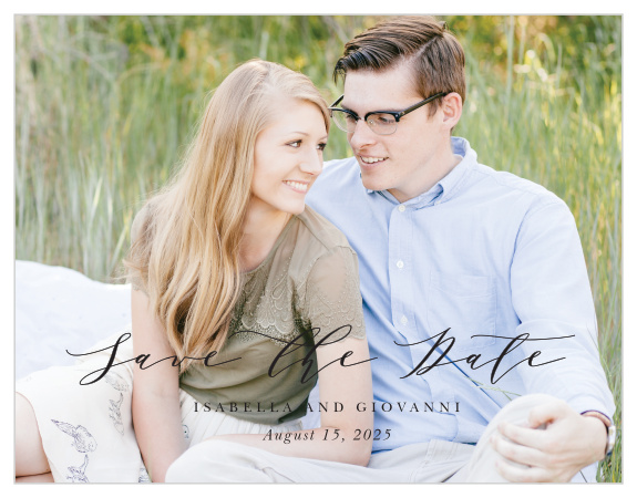 No view is more breathtaking than the one of you and your betrothed on the Tuscany Vineyard Save-the-Date Cards. 