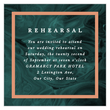 Practice makes perfect! Gather family and friends together the night before your wedding with our Simply Formal Rehearsal Cards.