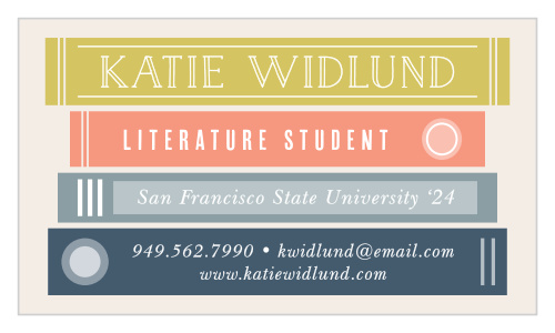 Our Library Books Business Cards are great for any student, assistant, or tutor.