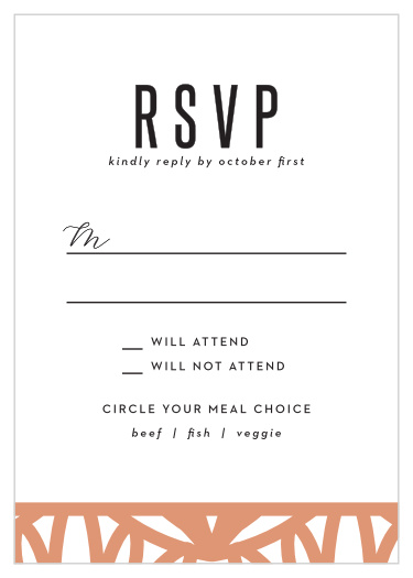 You are going to need to know who will be making an appearance on your big day, so be sure to send along some Bold Frame Response Cards.