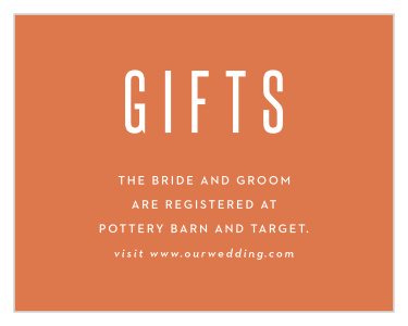Gifts are a great part of a wedding, so why not let your guests know what you would like to receive with our Bold Frame Registry Cards?