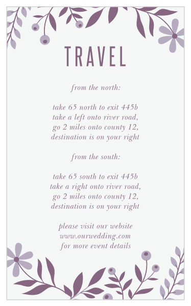 Help your out-of-town wedding guests find your venue easily with our Monochromatic Mauve Direction Cards!  