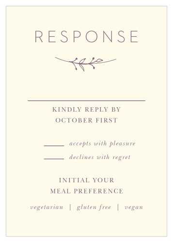 Give guests a simple way to respond to your wedding invitation by sending out our alluring Gilded Wreath Response Cards.