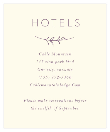 With Gilded Wreath Accommodation Cards you can share information about where and when to book hotels for your happy day with guests.