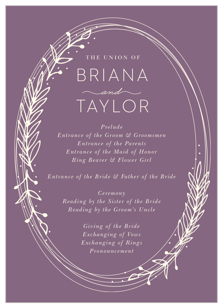 Gilded Wreath Wedding Programs