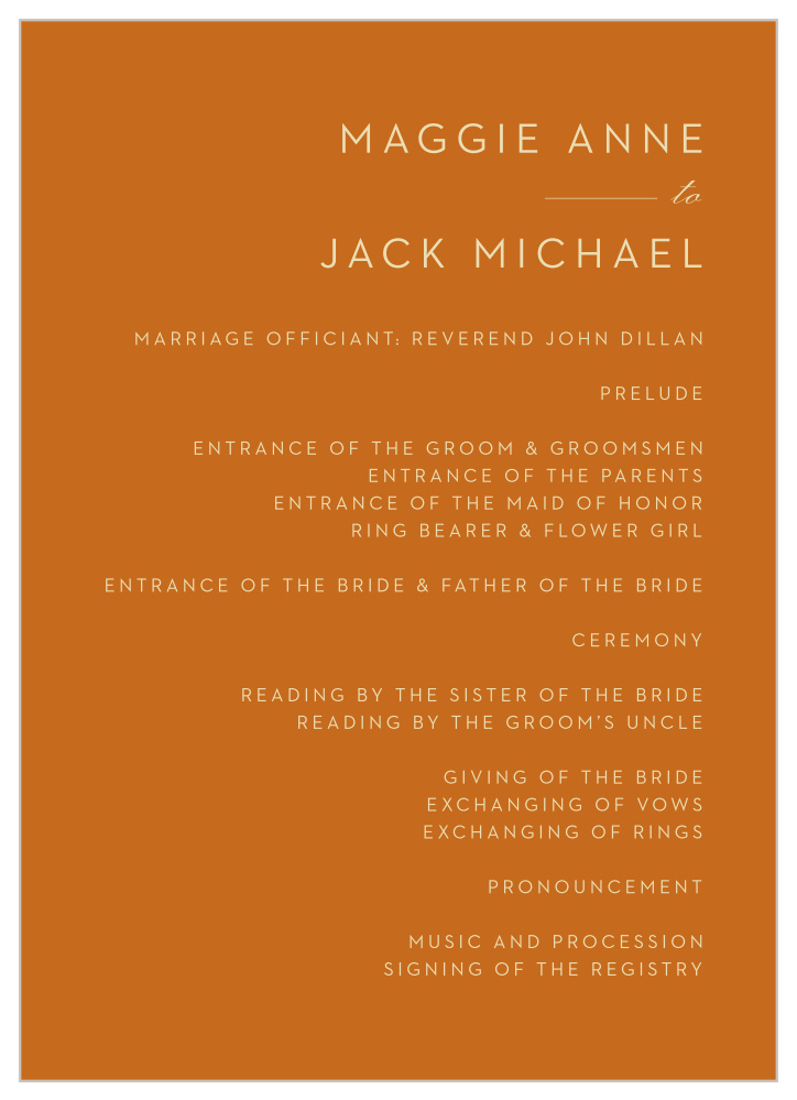 Desert Dreams Wedding Programs