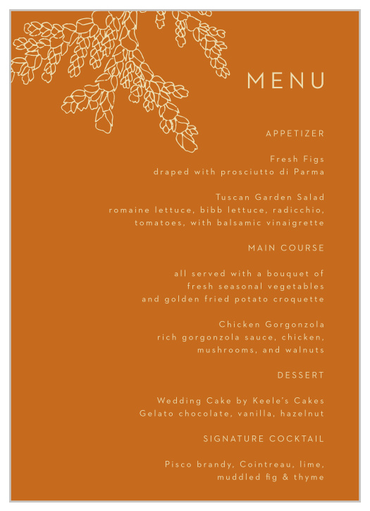 The Desert Dreams Wedding Menus are great for people looking for a rustic, minimalist design. 