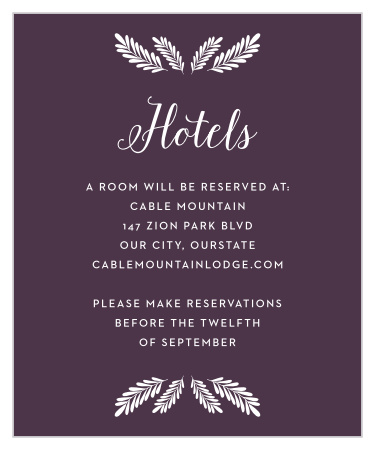 Our Wreath of Love Accommodation Cards ensure that your guests will be comfortable in the days surrounding your wedding!