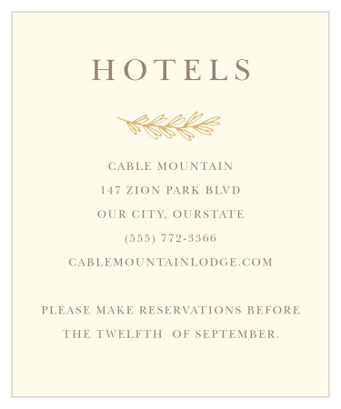 Ensure your guests have the best stay possible with our Foliage Arch Accommodation Cards.