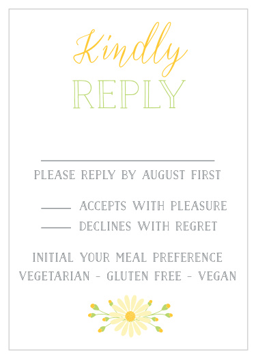 Our Daisy Frame Response Cards give you the opportunity to total up all of your guests easily.