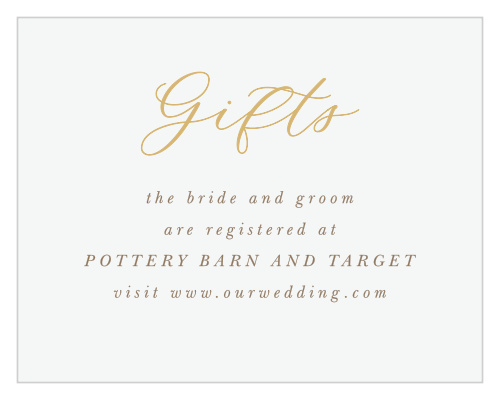 Our Moody Mountains Registry Cards feature gold-foiled calligraphy and earth-toned, italicized print.