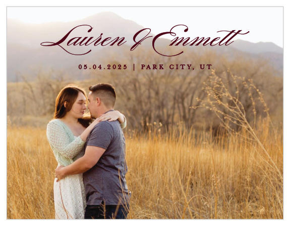 Your loved ones will be anxiously awaiting your big day when they receive our Hydrangea Frame Save-the-Date Cards! 