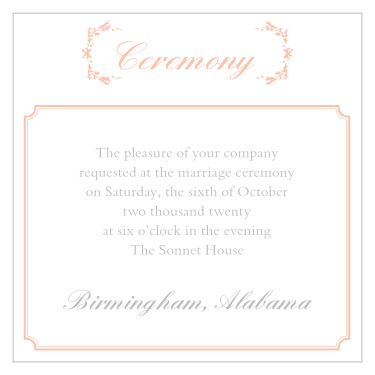 Invite your guests to your ceremony with this ceremony card.