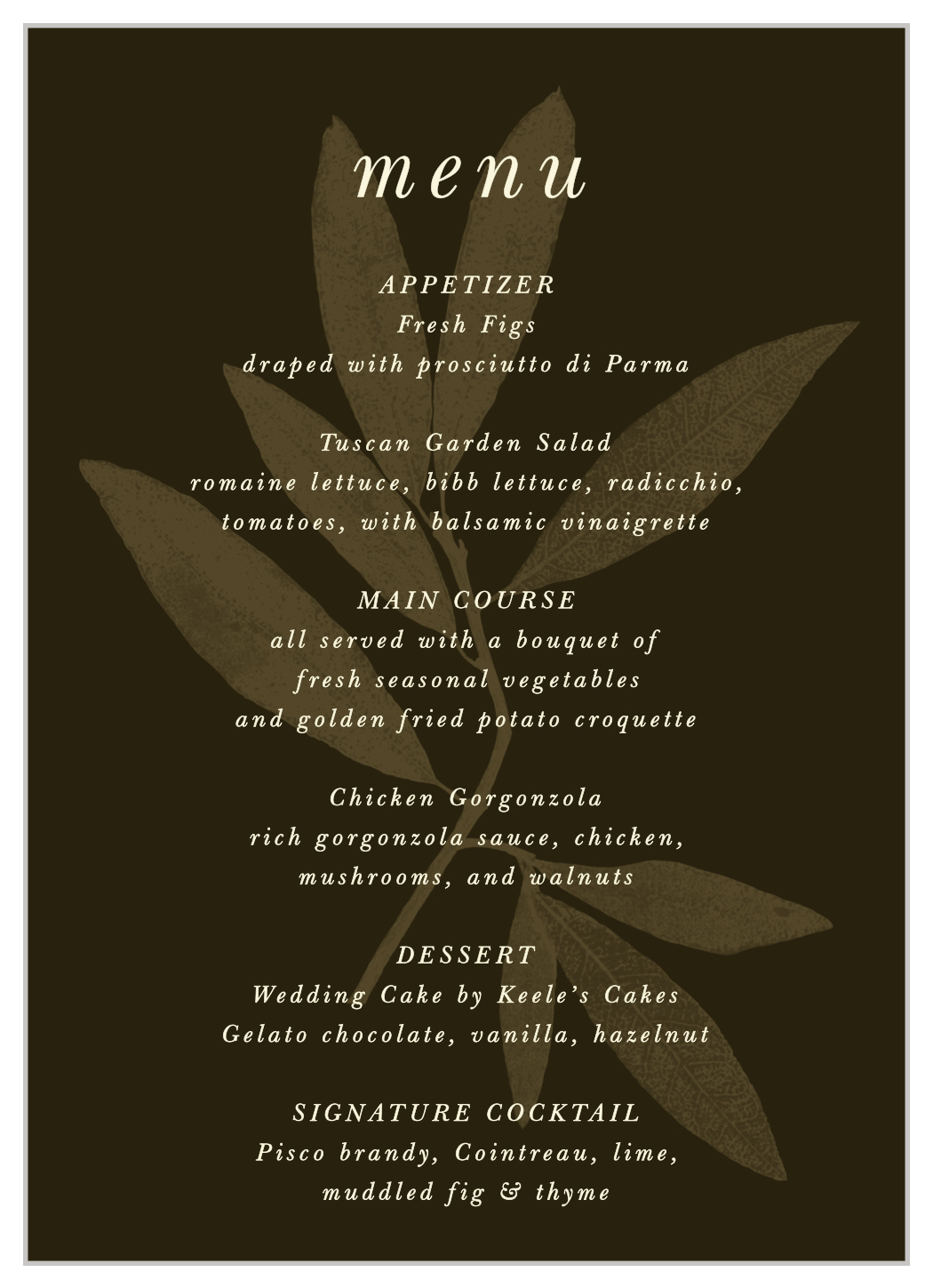 Pressed Leaf Wedding Menus